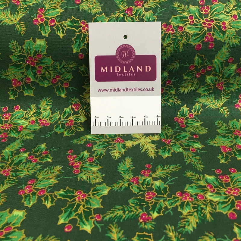Christmas Gold Foil Printed 100% Cotton Fabric MD1468 Mtex