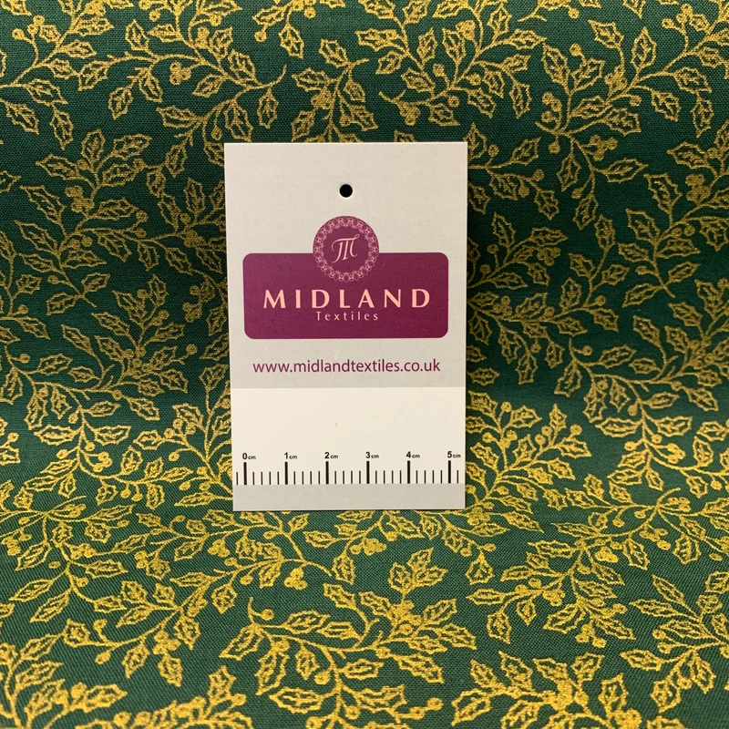 Christmas Gold Foil Printed 100% Cotton Fabric MD1468 Mtex