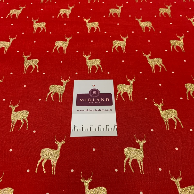 Christmas Gold Foil Printed 100% Cotton Fabric MD1468 Mtex
