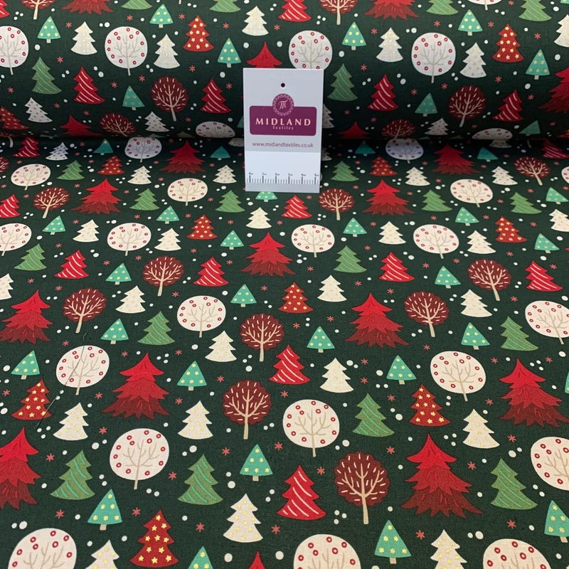 Christmas Gold Foil Printed 100% Cotton Fabric MD1468 Mtex