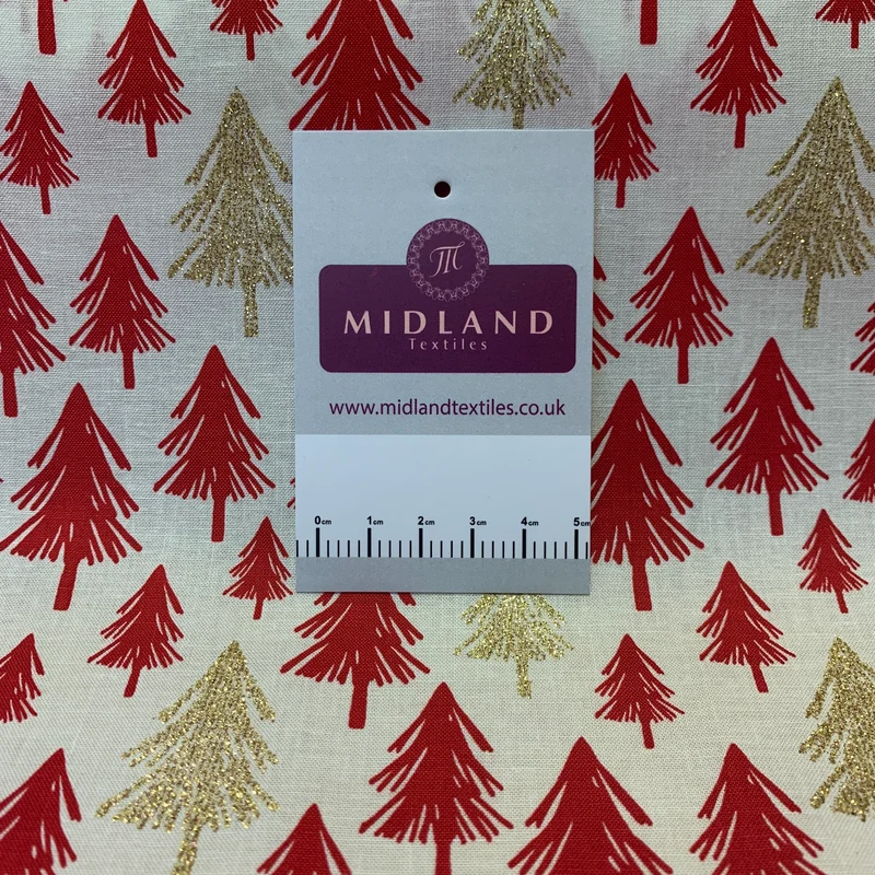 Christmas Gold Foil Printed 100% Cotton Fabric MD1468 Mtex