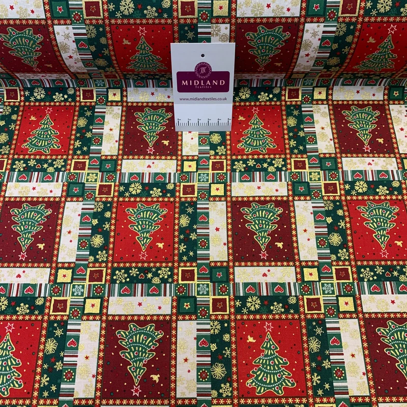 Christmas Gold Foil Printed 100% Cotton Fabric MD1468 Mtex