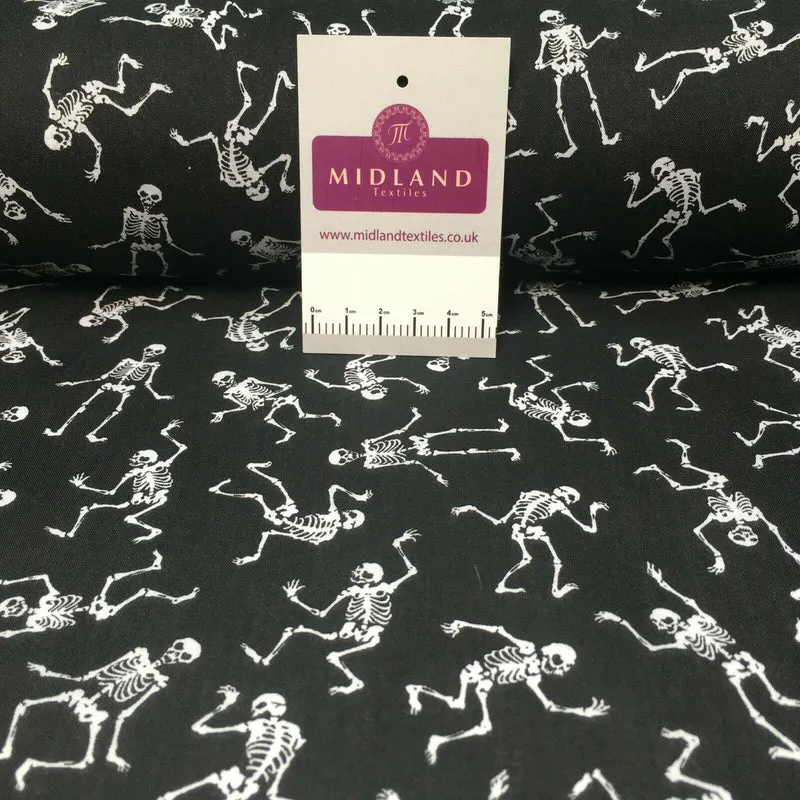 Halloween Skeleton Printed poly cotton fabric M1544 Mtex