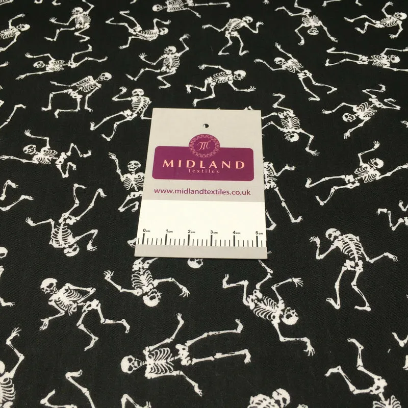 Halloween Skeleton Printed poly cotton fabric M1544 Mtex