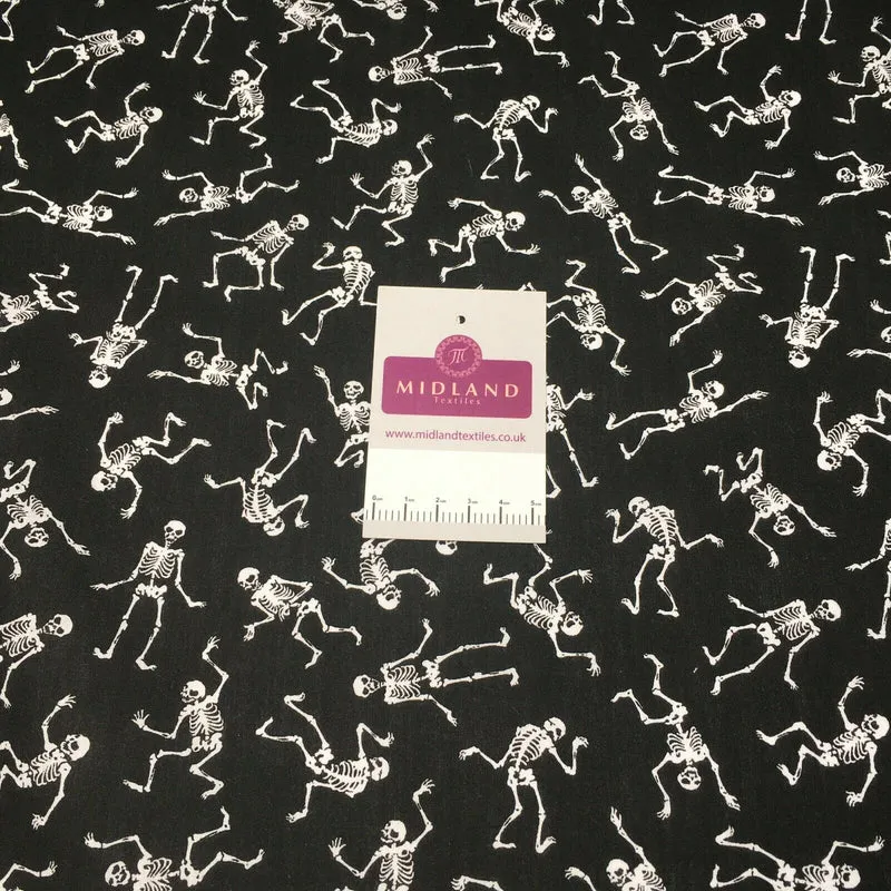 Halloween Skeleton Printed poly cotton fabric M1544 Mtex