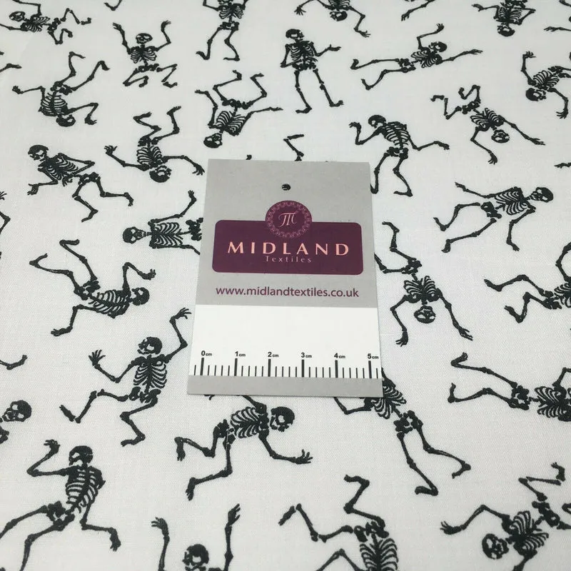 Halloween Skeleton Printed poly cotton fabric M1544 Mtex
