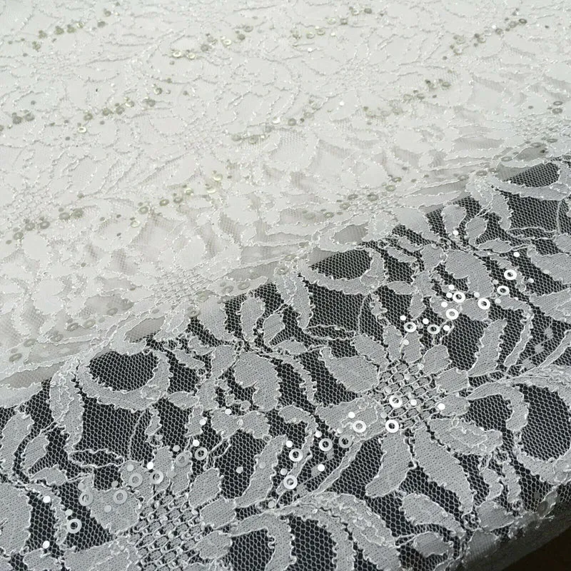 Bridal Raschel Floral Lace Corded Sequin Dress Fabric MR1434