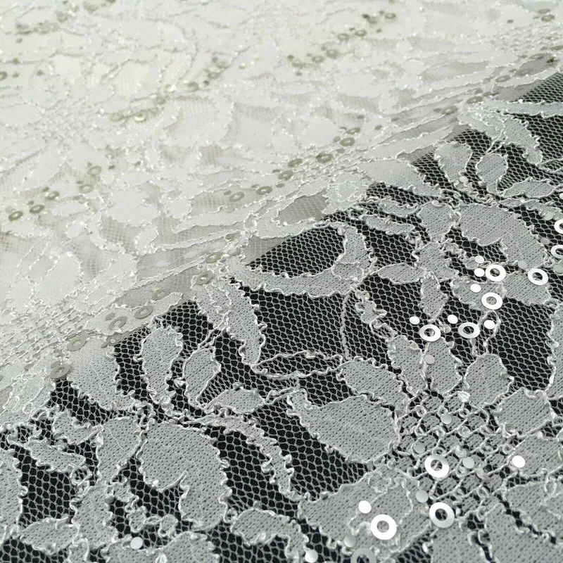 Bridal Raschel Floral Lace Corded Sequin Dress Fabric MR1434