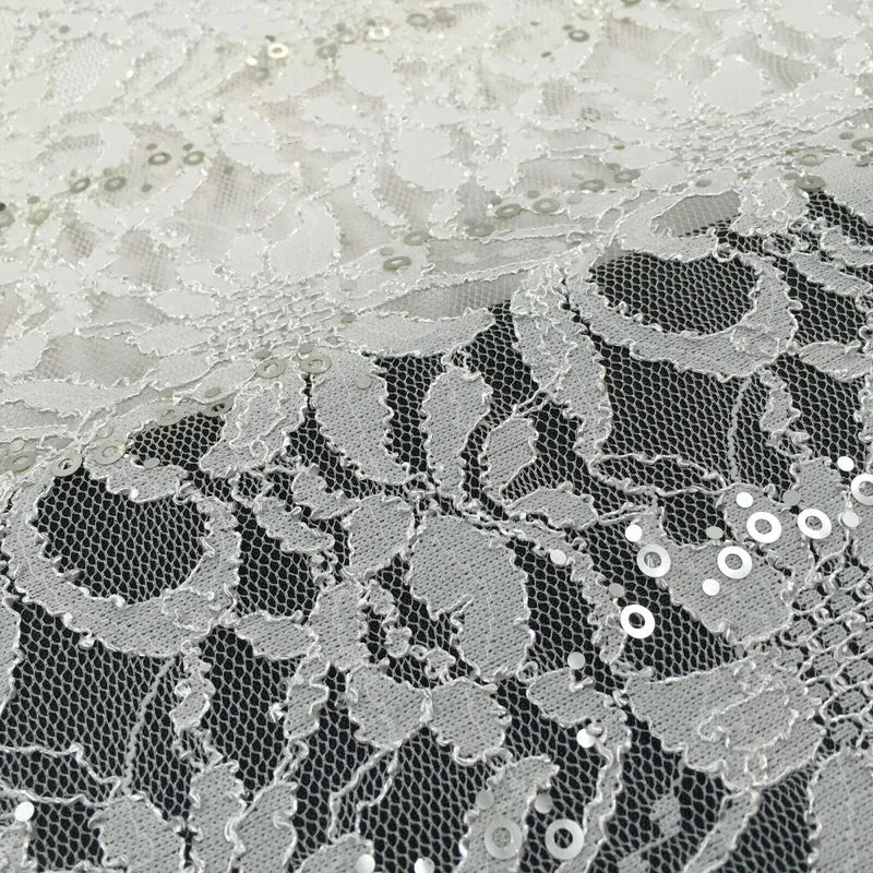 Bridal Raschel Floral Lace Corded Sequin Dress Fabric MR1434