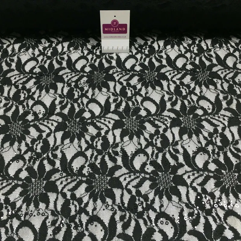 Bridal Raschel Floral Lace Corded Sequin Dress Fabric MR1434