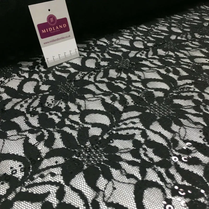 Bridal Raschel Floral Lace Corded Sequin Dress Fabric MR1434