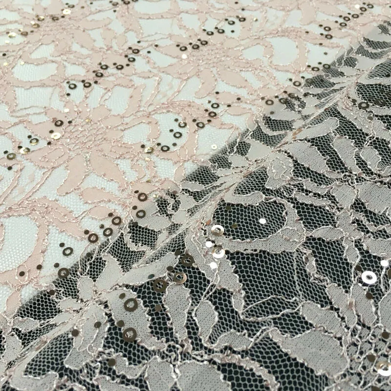 Bridal Raschel Floral Lace Corded Sequin Dress Fabric MR1434