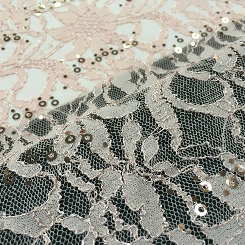 Bridal Raschel Floral Lace Corded Sequin Dress Fabric MR1434