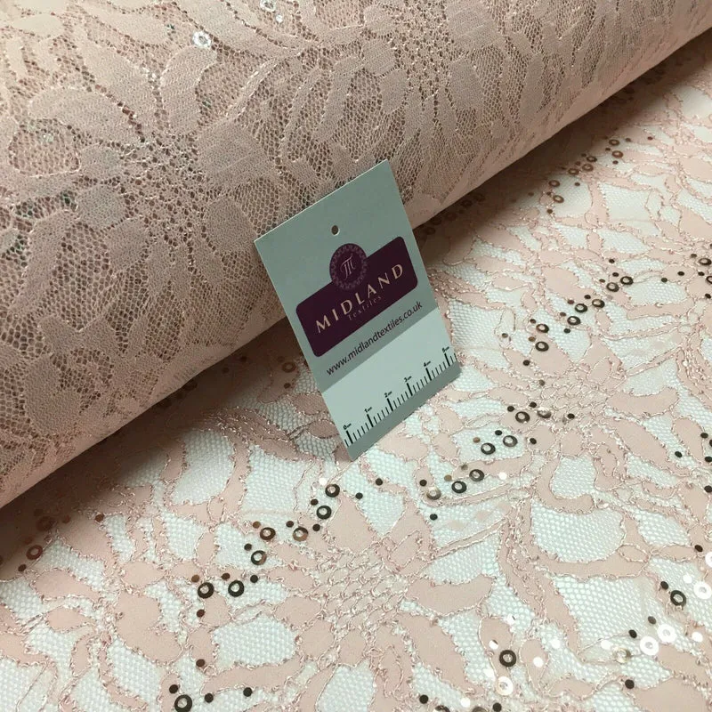 Bridal Raschel Floral Lace Corded Sequin Dress Fabric MR1434