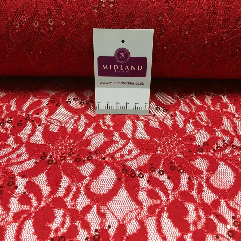 Bridal Raschel Floral Lace Corded Sequin Dress Fabric MR1434