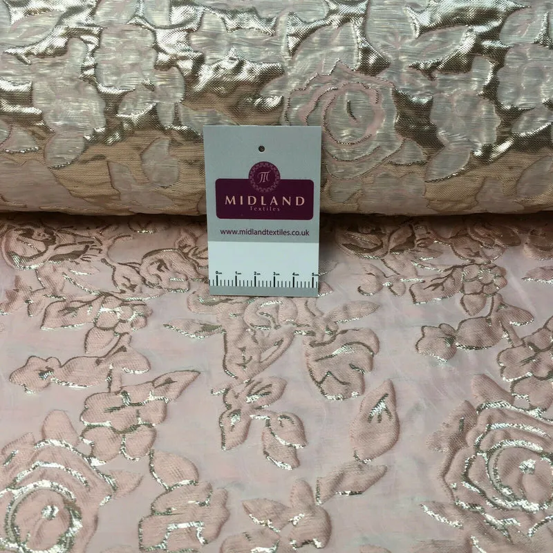 Pastel Bridal floral Brocade Embossed wedding fabric M1464 Mtex