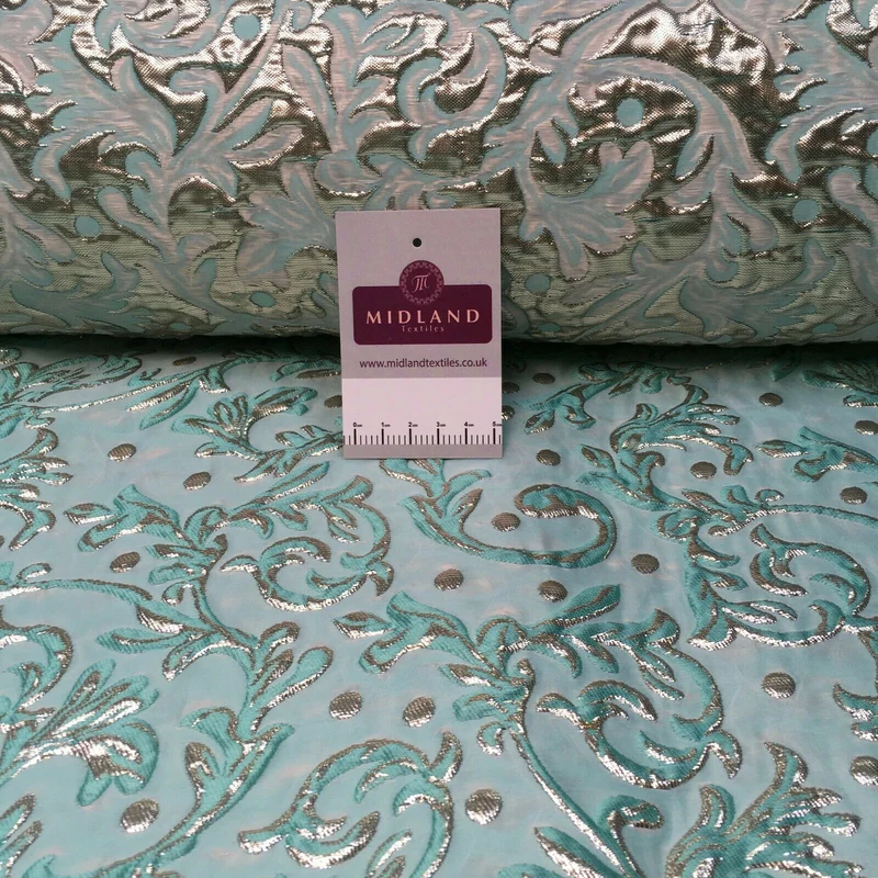 Pastel Bridal Ornamental Brocade Embossed wedding fabric M1465 Mtex