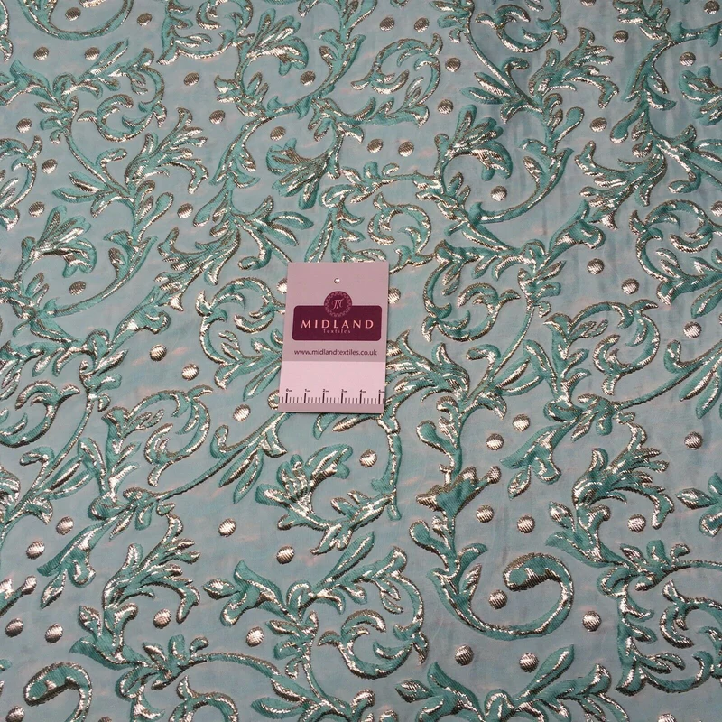 Pastel Bridal Ornamental Brocade Embossed wedding fabric M1465 Mtex