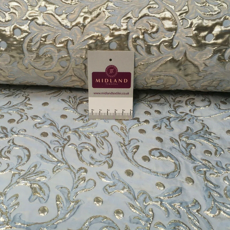 Pastel Bridal Ornamental Brocade Embossed wedding fabric M1465 Mtex