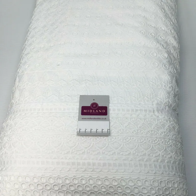 White broderie anglaise with Boring fabric cotton border dress fabric M1466 Mtex