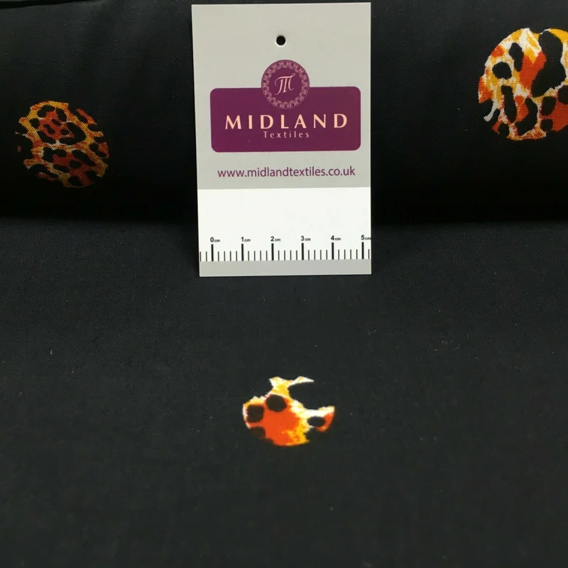 Black orange viscose border Fabric M1400-21 Mtex