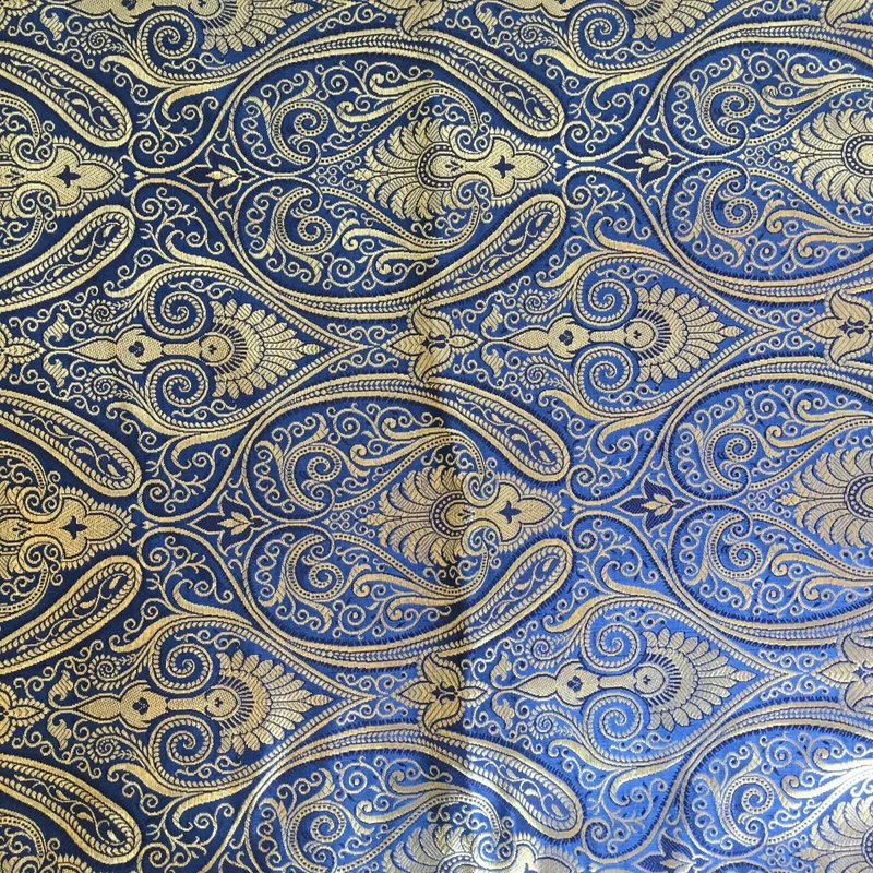 Navy Blue Indian Ornamental banarsi raw silk Cushion Cover Table Runner M1386