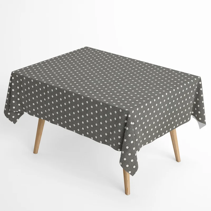 Jacquard Tischdecke aus beschichteter Baumwolle mit Fleckenschutz VAN GOGH OSCURO anthrazit Punkte eckig rund oval