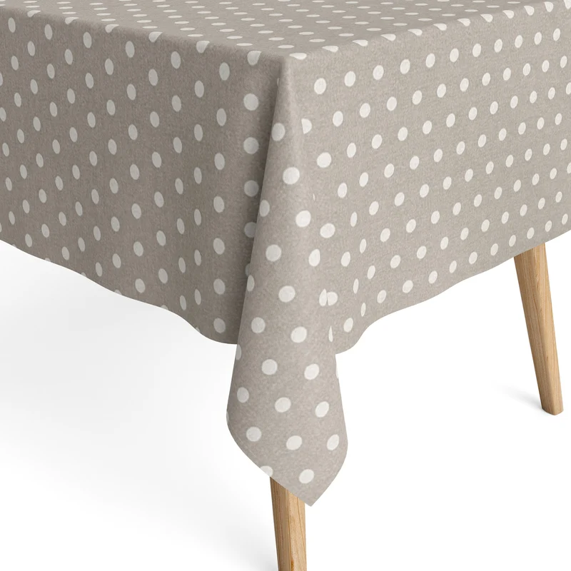 Jacquard Tischdecke aus beschichteter Baumwolle mit Fleckenschutz VAN GOGH Blanco beige Punkte eckig rund oval