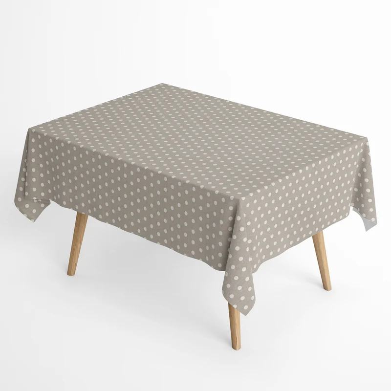 Jacquard Tischdecke aus beschichteter Baumwolle mit Fleckenschutz VAN GOGH Blanco beige Punkte eckig rund oval