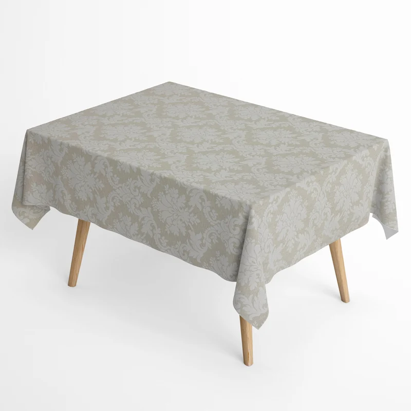 Jacquard Tischdecke aus beschichteter Baumwolle mit Fleckenschutz BURY LINO beige Ornamente eckig rund oval