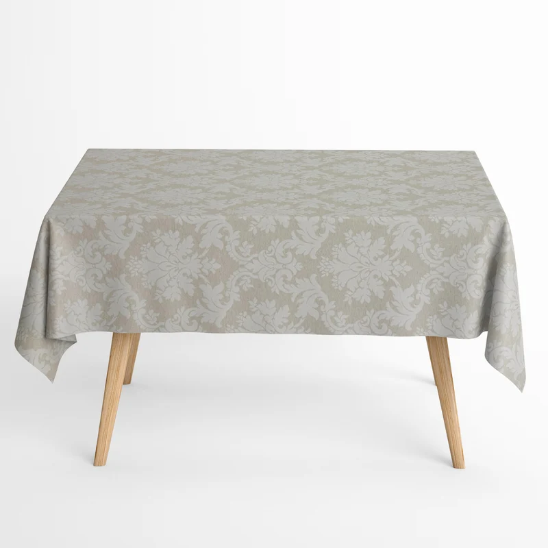 Jacquard Tischdecke aus beschichteter Baumwolle mit Fleckenschutz BURY LINO beige Ornamente eckig rund oval
