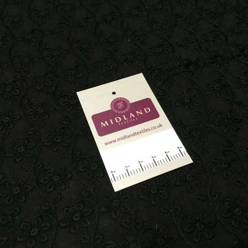 Black Broderie Anglaise with Cotton Border Dress Fabric M1474