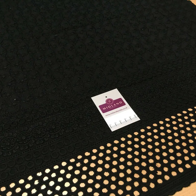 Black Broderie Anglaise with Cotton Border Dress Fabric M1474