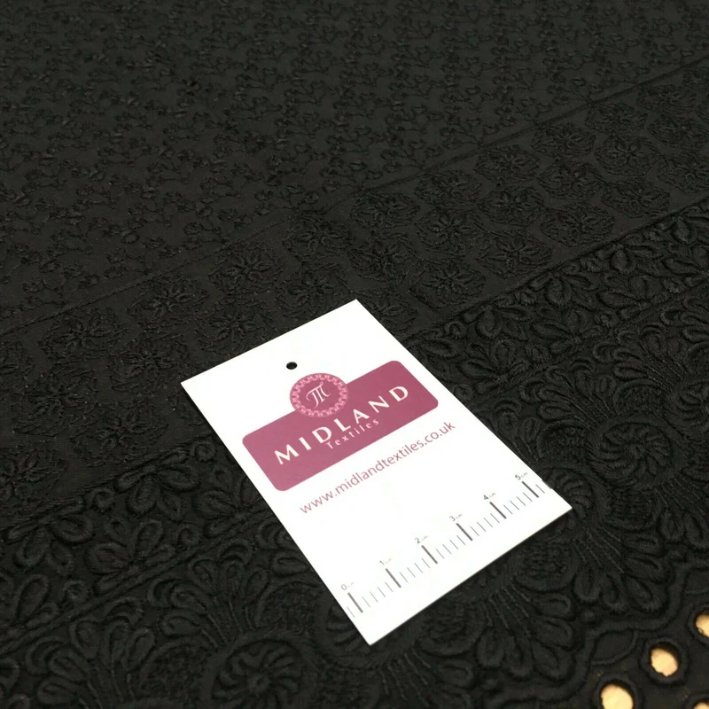 Black Broderie Anglaise with Cotton Border Dress Fabric M1474