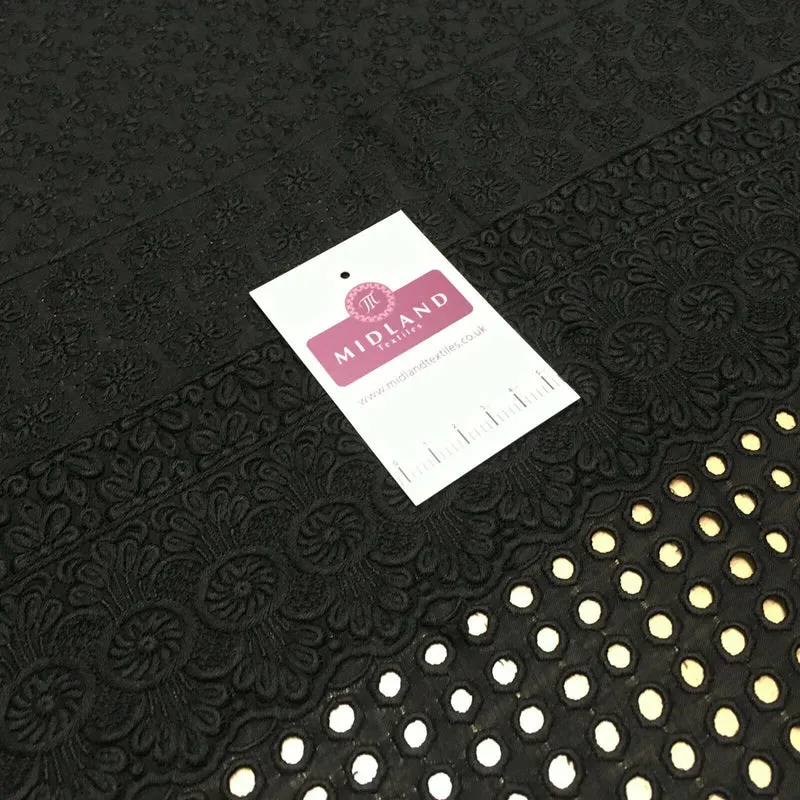 Black Broderie Anglaise with Cotton Border Dress Fabric M1474
