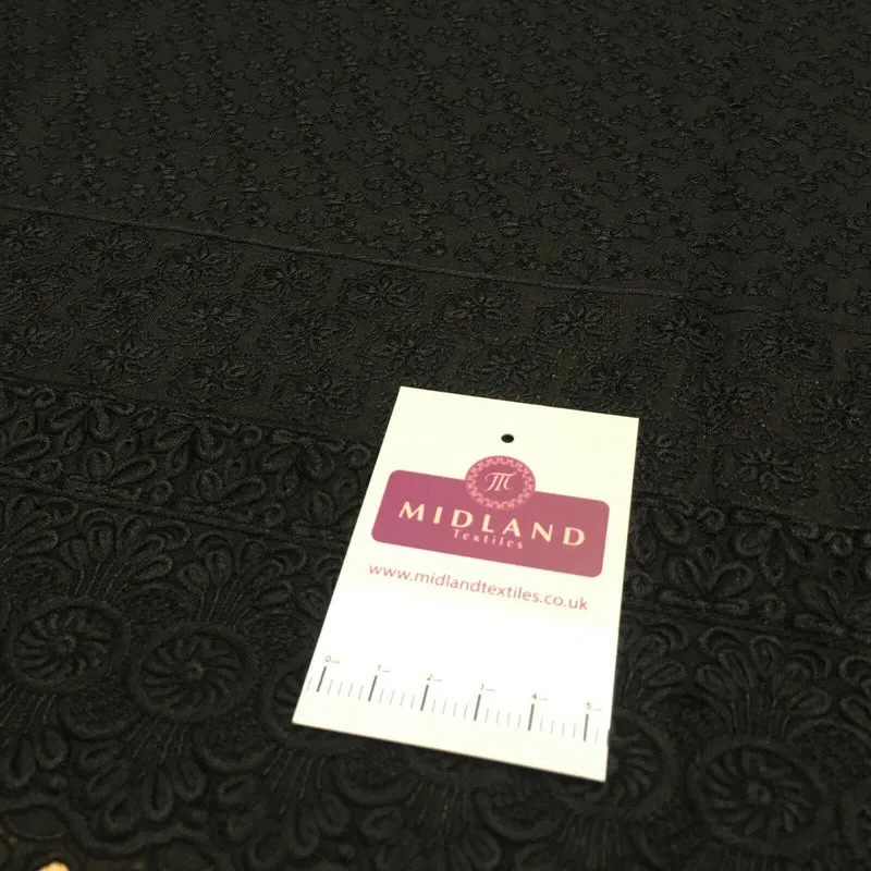 Black Broderie Anglaise with Cotton Border Dress Fabric M1474