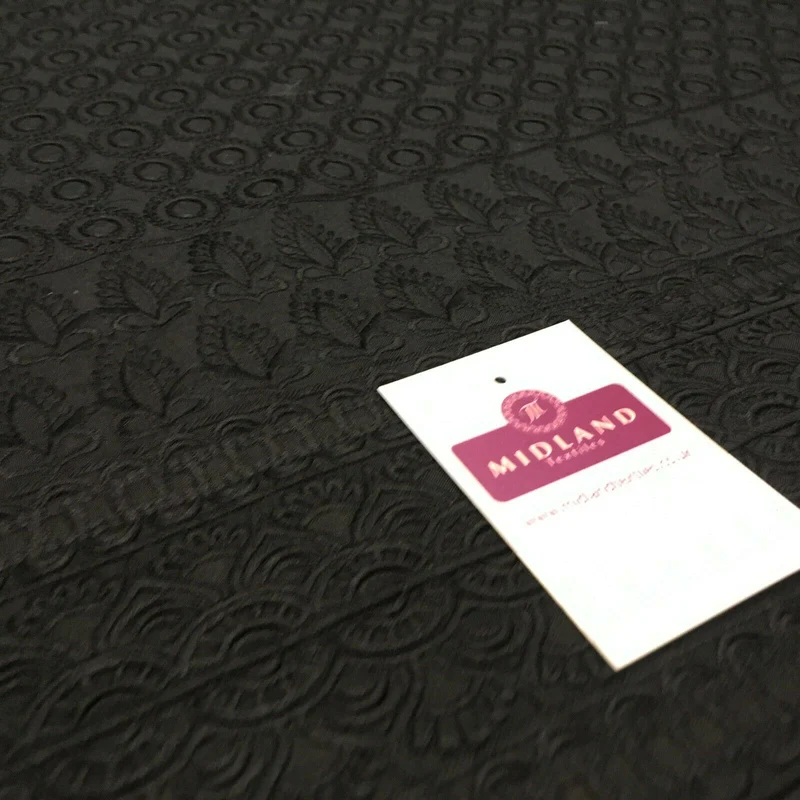 Black Broderie Anglaise with Cotton Border Dress Fabric M1474