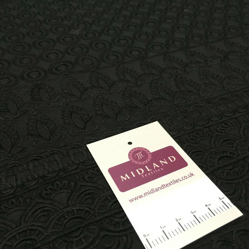 Black Broderie Anglaise with Cotton Border Dress Fabric M1474