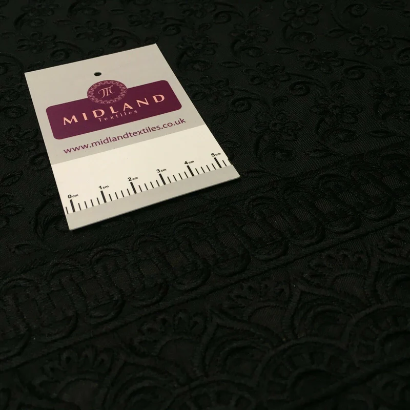 Black Broderie Anglaise with Cotton Border Dress Fabric M1474