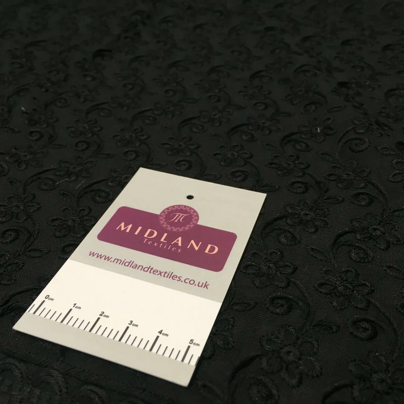 Black Broderie Anglaise with Cotton Border Dress Fabric M1474