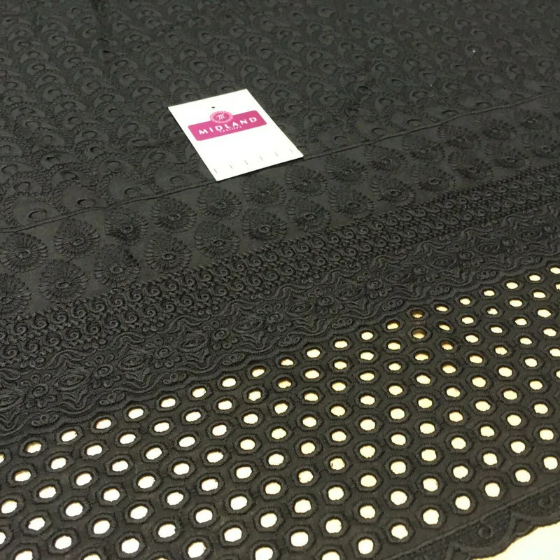 Black Broderie Anglaise with Cotton Border Dress Fabric M1474