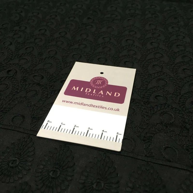 Black Broderie Anglaise with Cotton Border Dress Fabric M1474