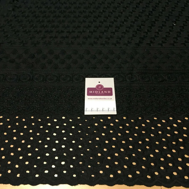 Black Broderie Anglaise with Cotton Border Dress Fabric M1474