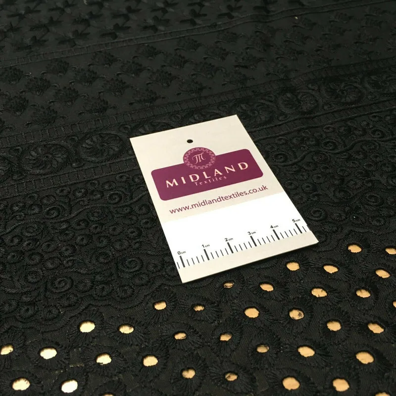 Black Broderie Anglaise with Cotton Border Dress Fabric M1474