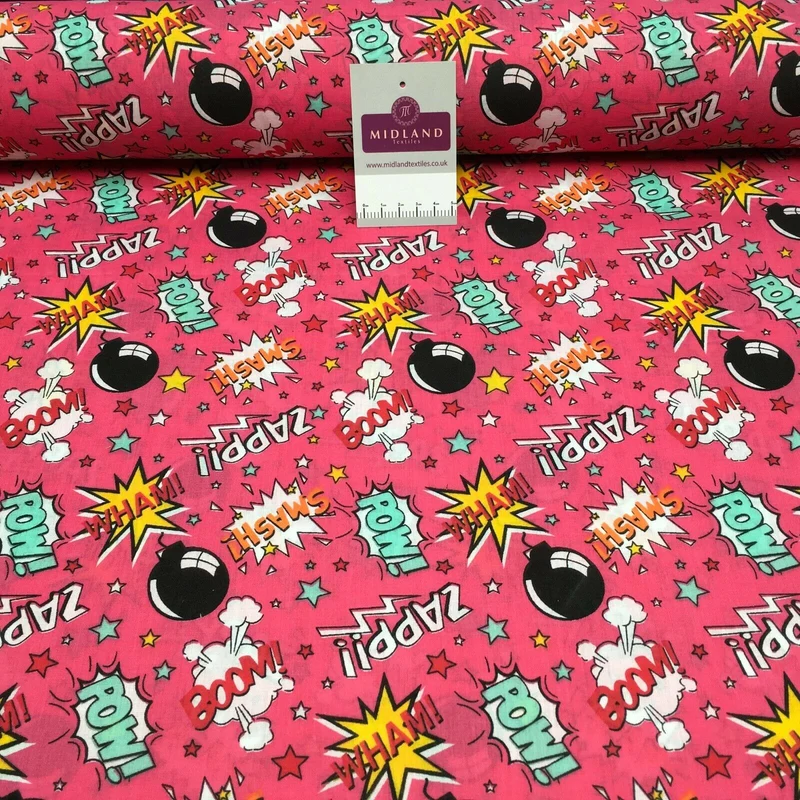 Boom Pow Wow craft mask poly cotton Fabric M1449 Mtex