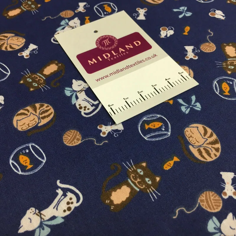 Cat and Mouse Poly Cotton Craft Fabric, 110 cm Wide, M1446