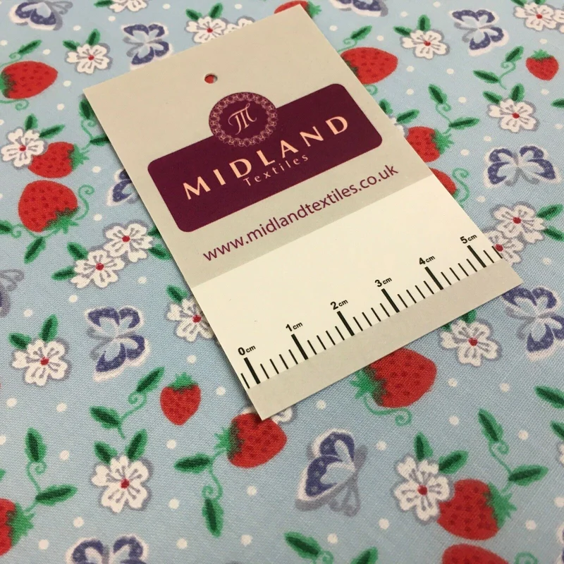 Floral Strawberry butterfly polycotton craft Fabric M1447 Mtex
