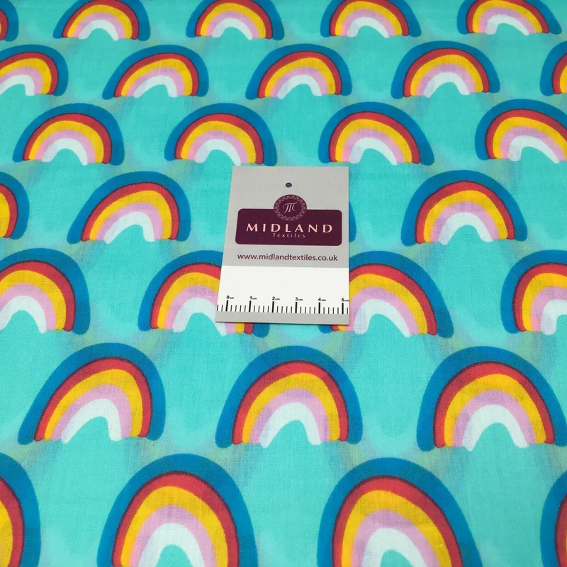 NHS rainbow mask poly cotton craft fabric M1450 Mtex