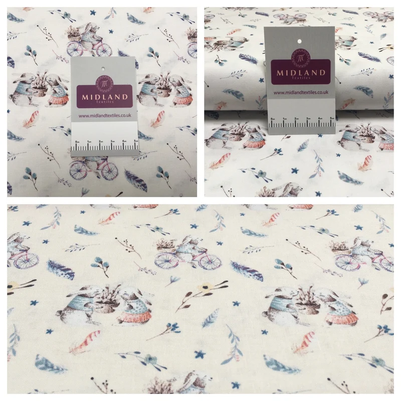 Bicycle bunny printed Korean 100% cotton Patchwork craft mask Fabric MD1418 Mtex