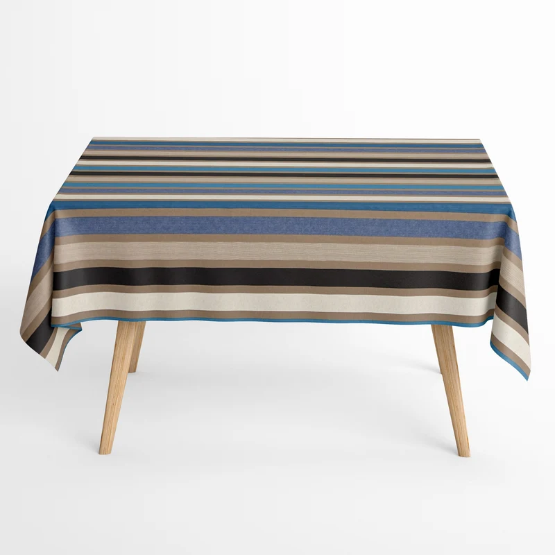Jacquard Tischdecke beschichtete Baumwolle 160 cm Breite CARAVAGIO AZUR blaue Streifen eckig rund oval